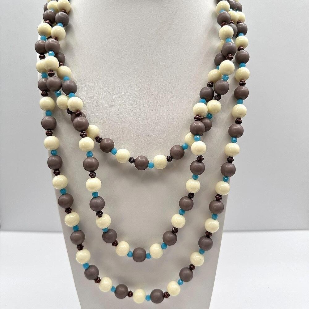 Vintage 90s RoRo Multi-Strand Beaded Necklace Earring Set Boho Fashion Jewelry